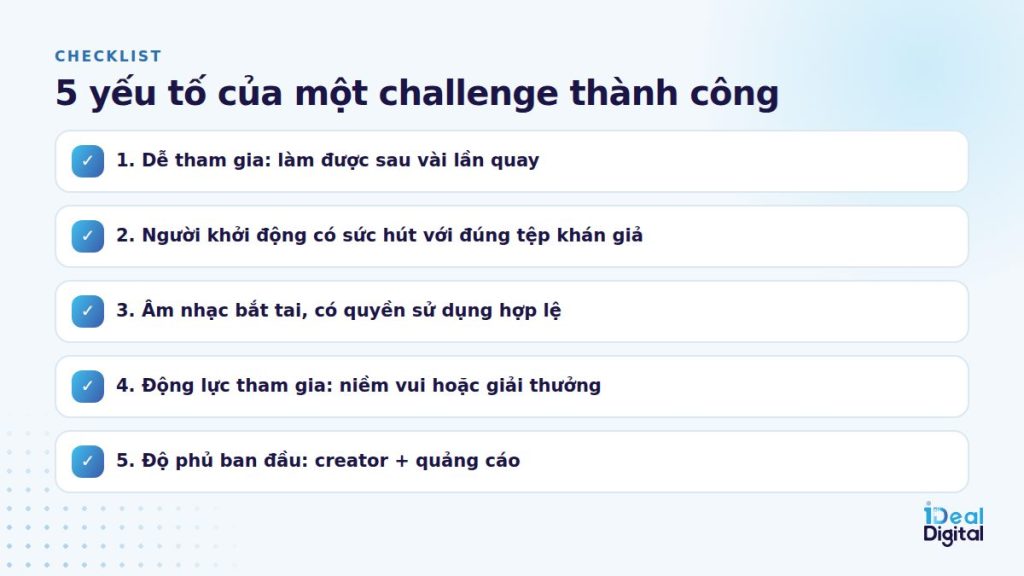 Năm yếu tố chung của một challenge thành công