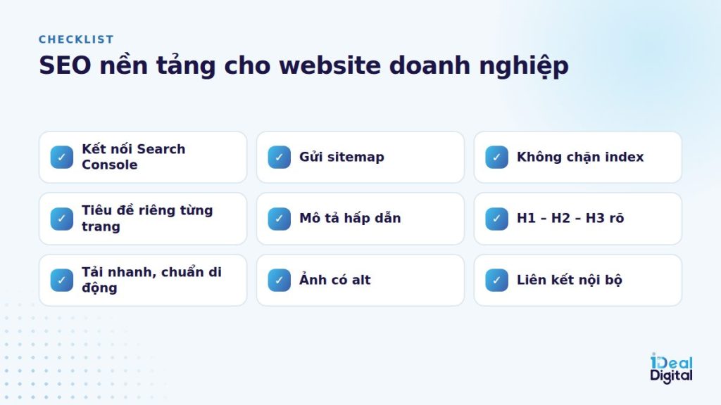 Checklist SEO nền tảng cho website doanh nghiệp